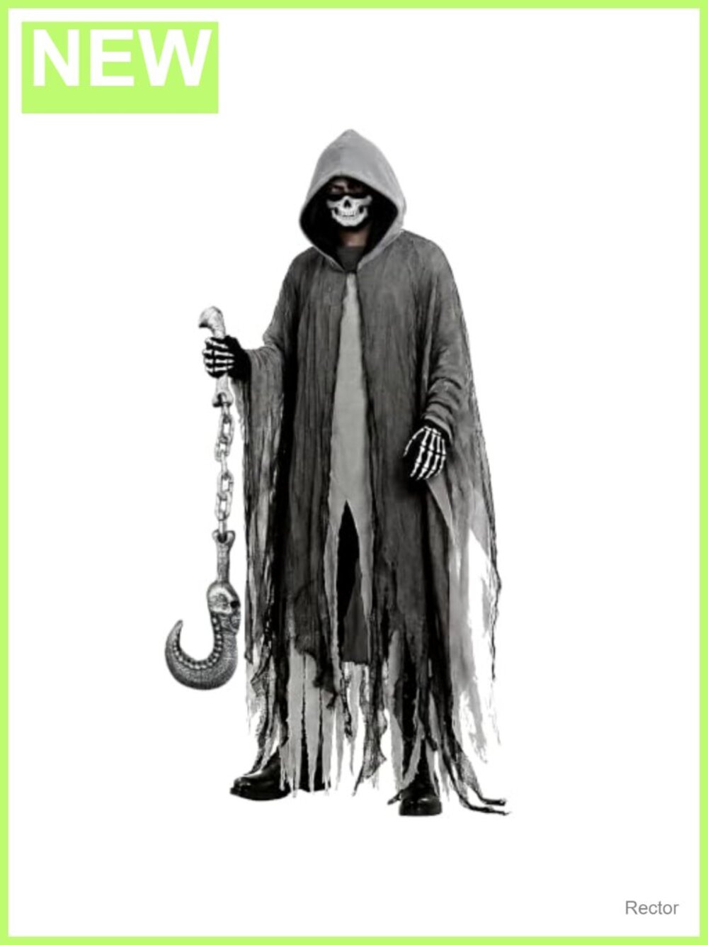 Grim Reaper Costume Set Hooded Cape Mask Gloves Scythe Cosplay